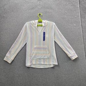 Roxy Girls Hoodie L 14/16 Pastel Multicolor Striped Poncho Baja  NWT